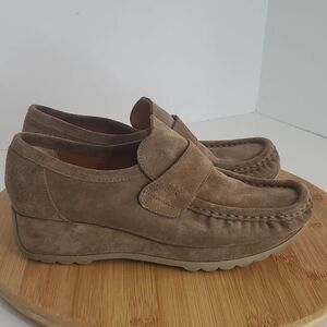 Stephane Kelian Brown Suede Slip On Platform Loafers Women's Shoe Size 38 US 7